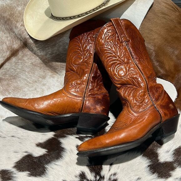 Vintage Real Leather Cowboy Boots Festival Rave Burning Man  B22 - Picture 1 of 14